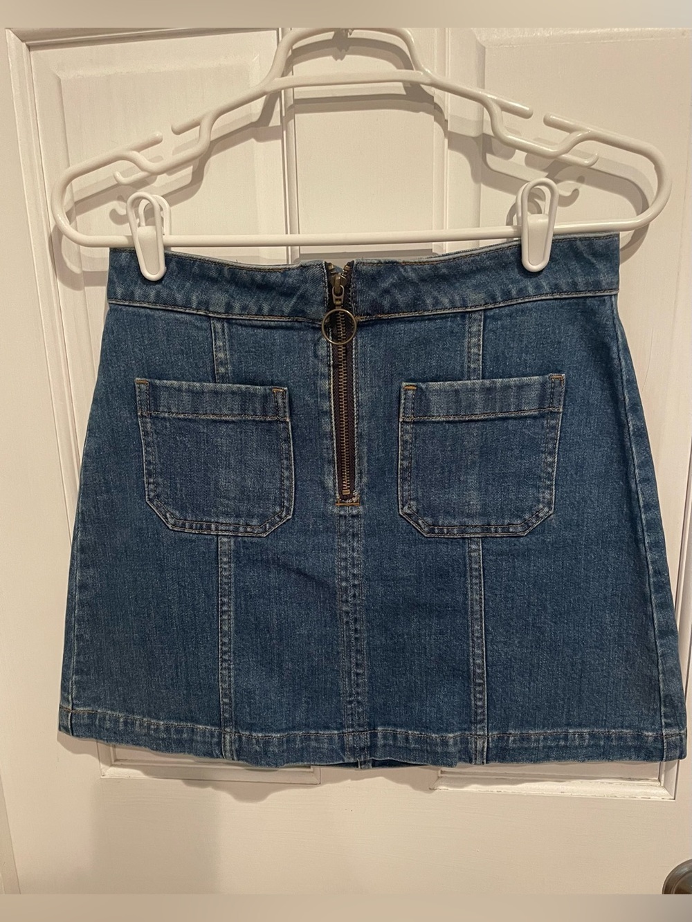 Madewell Blue Denim Mini Skirt with Front Ring Zip 27